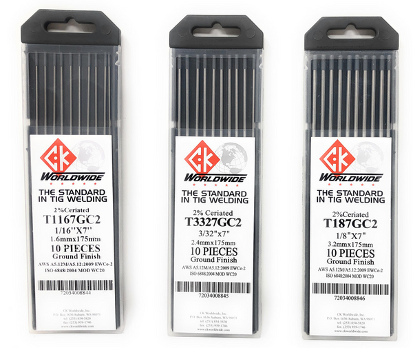 RIVERWELD Électrodes Tungstène TIG 2% Cérium WC20 Gris 1,6 Mm X 175 Mm - Lot De 10